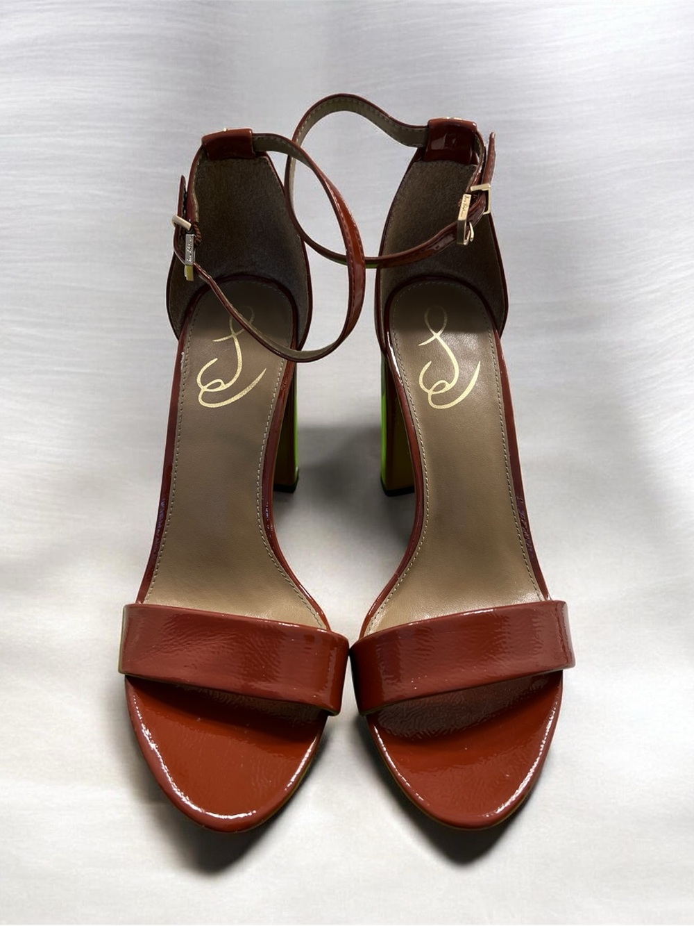 Sam Edelman Yaro block Patent Leather Ankle-Strap Sandals in Wine